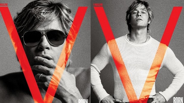 Brad Pitt gets dual cover for this month's issue of V Magazine