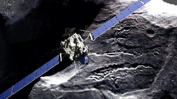 Artist's rendering of Rosetta hovering over its target comet