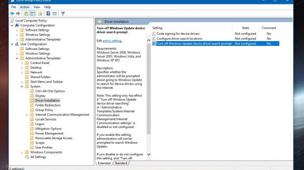 Group Policy Editor policies for Windows 10 drivers