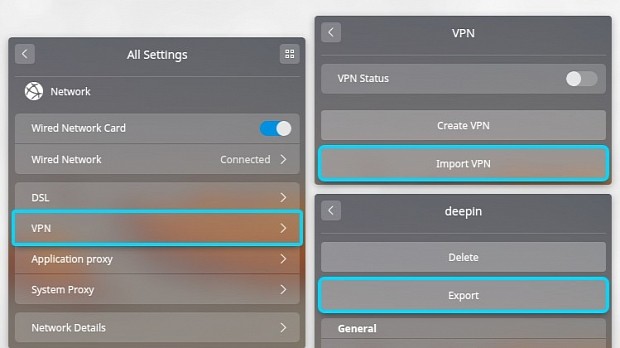 VPN Export and Import