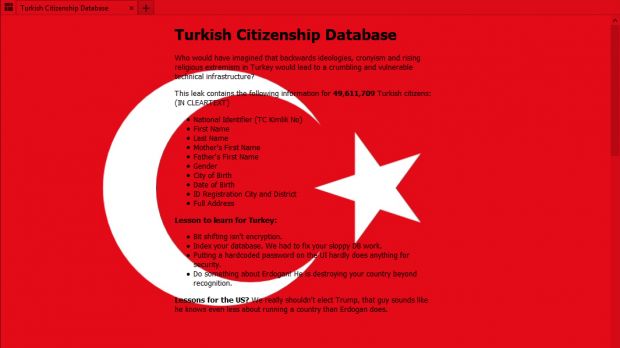 Hacker leaks details on 50 million Turkish citizens