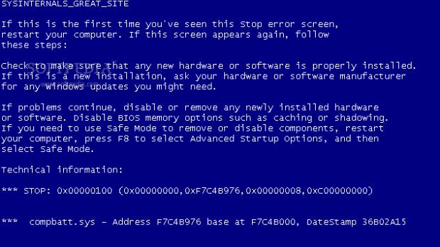 BSOD generated by the screensaver