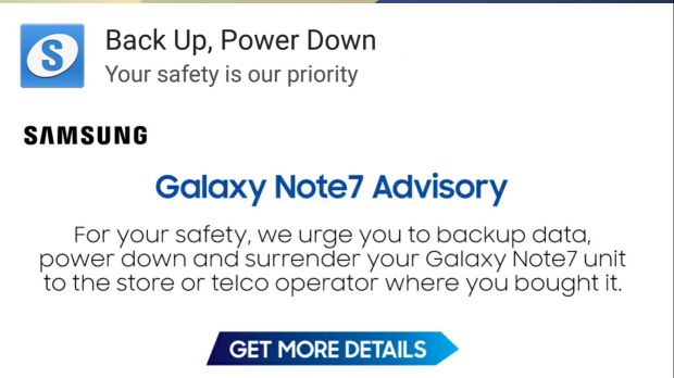 Samsung Galaxy Note 7 Advisory