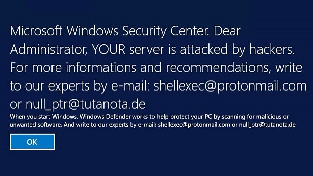 DXXD ransomware showing ransom note via Windows Legal Notice screen