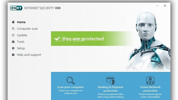 The main window of ESET Internet Security 10 Beta