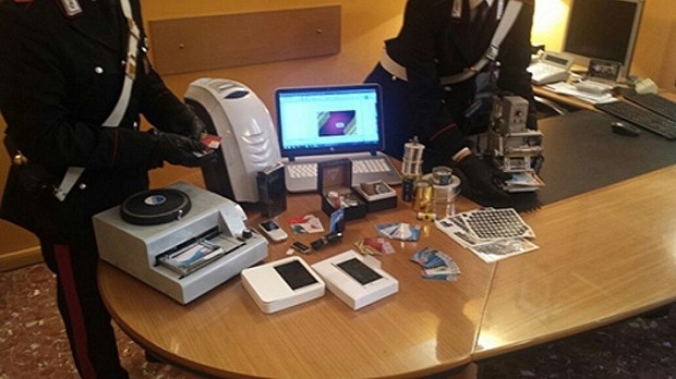 Goods seized from suspects by Italian police