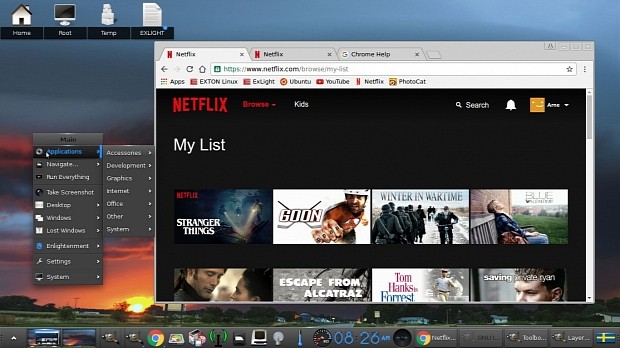 ExLight running Google Chrome with Netflix
