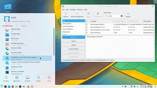 ExTiX 17.5 desktop – Synaptic running