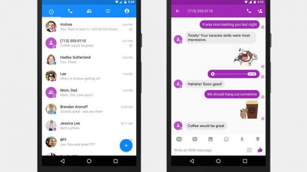 SMS feature in Facebook Messenger