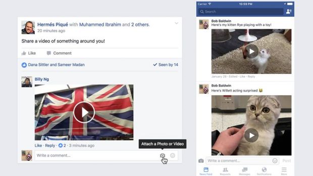 Facebook introduces videos in comments