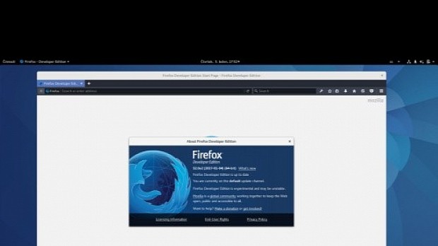 Firefox Developer Edition running on Fedora 25