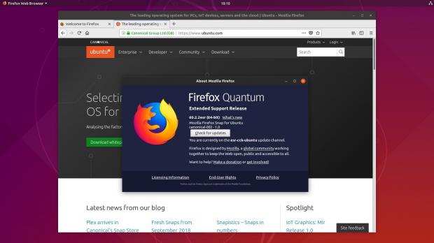 Firefox 60 ESR on Ubuntu