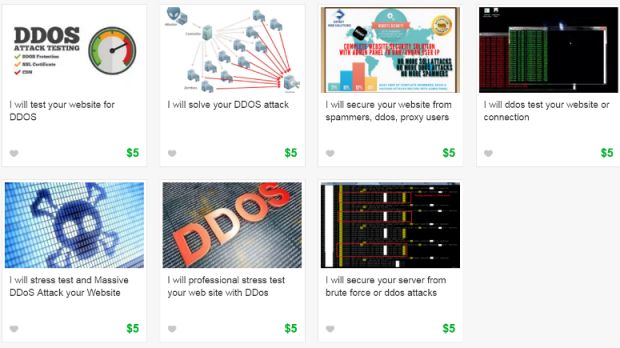 DDoS-for-hire ads on Fiverr