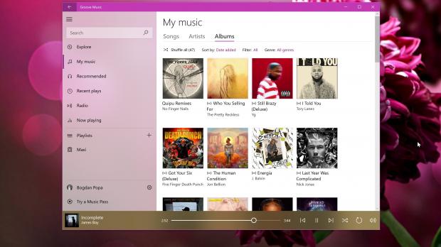 Groove Music with Fluent Design