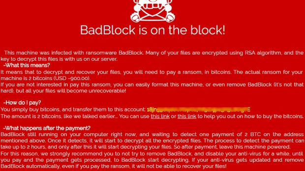 BadBlock ransom note