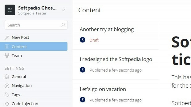 Ghost is an open source blogging platform
