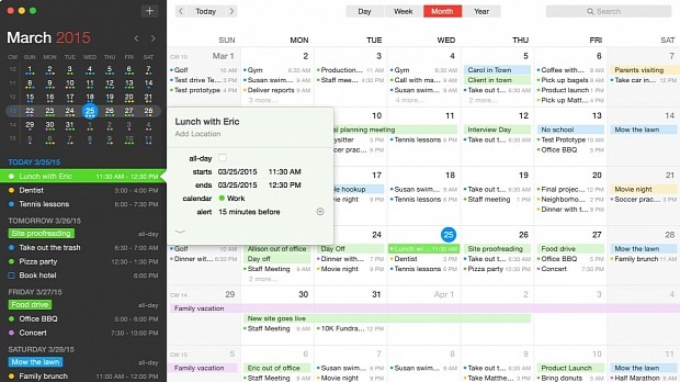 New sidebar in GNOME Calendar (Mockup)