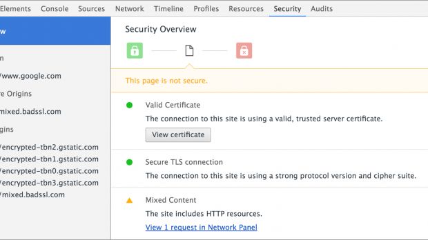 Google Chrome DevTools Security panel