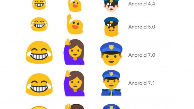 Google emojis in various Android versions