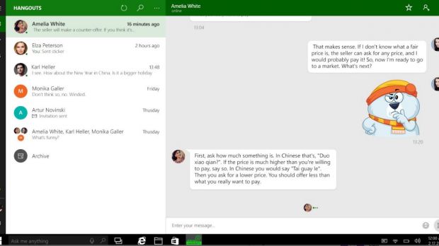 The app comes with an interface similar to Windows 10 Messaging