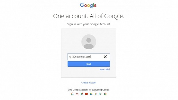 User must enter Google account email