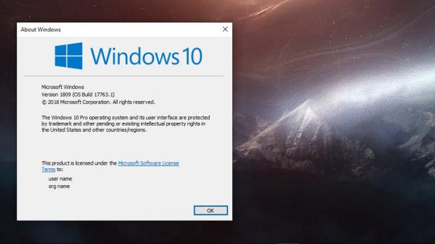 Windows 10 October 2018 Update installed
