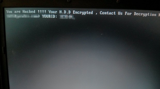 HDDCryptor ransom screen