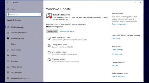 Windows Update options in Windows 10