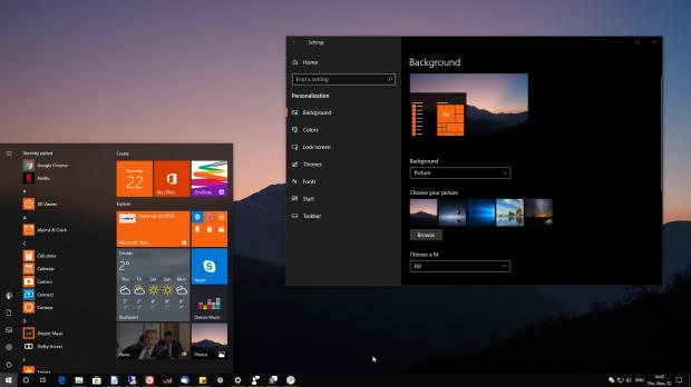 The dark theme in Windows 10