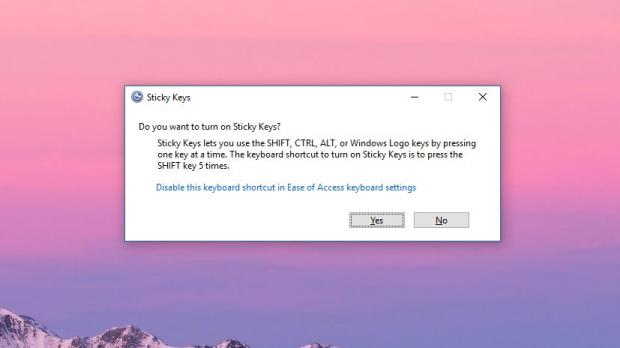 Sticky Keys options in Windows 10 version 1809
