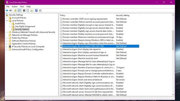 Enabling secure logon in Windows 10 version 1809