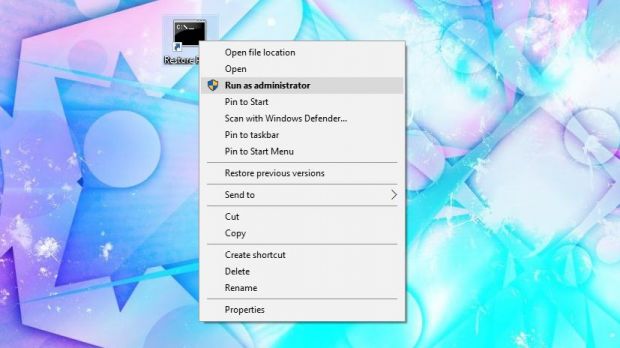 The desktop shortcut allows you to create a restore point instantly