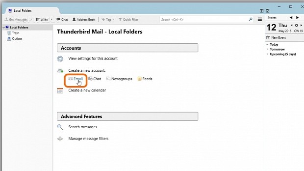 Create a new email account in Thunderbird