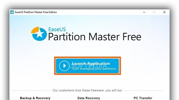 Click Launch Application to start EASEUS Partition Master