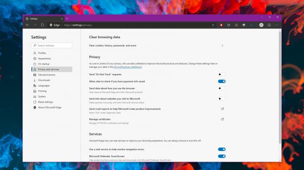 Like the majority of browsers, the upcoming Chromium-based Microsoft Edge will come with options to let users delete browsing data like history, cookies, cached images, and files.