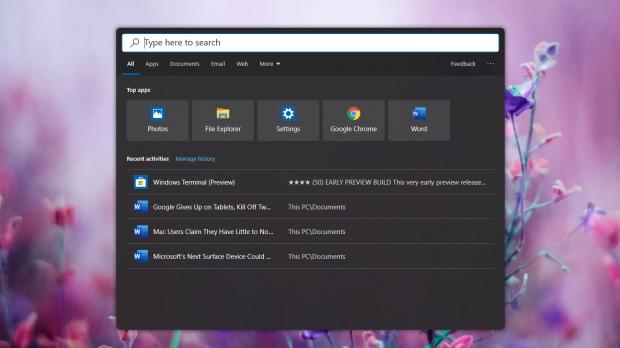 Rounded corners in Windows 10 search