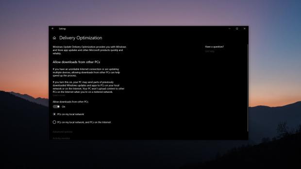 Windows Update delivery optimization in Windows 10