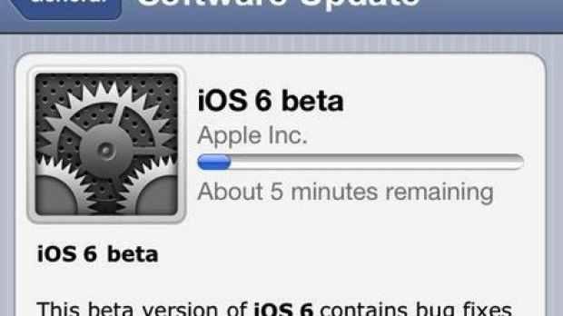 iOS 6 beta installing over-the-air (likely a mockup)