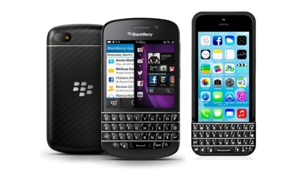 BlackBerry side by side the iPhone with Typo keyboard