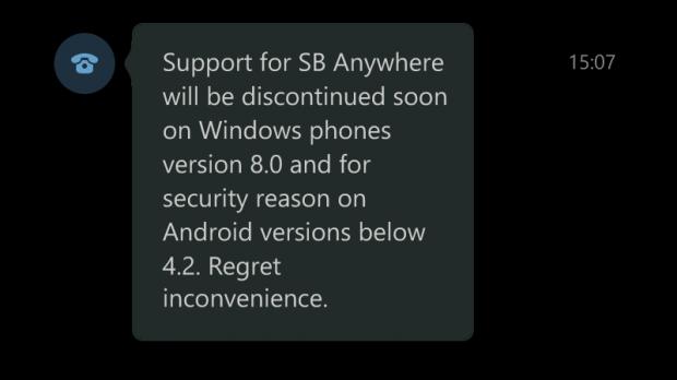 The message displayed on devices running the app