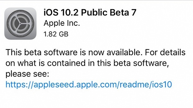 iOS 10.2 Public Beta 7 relesed