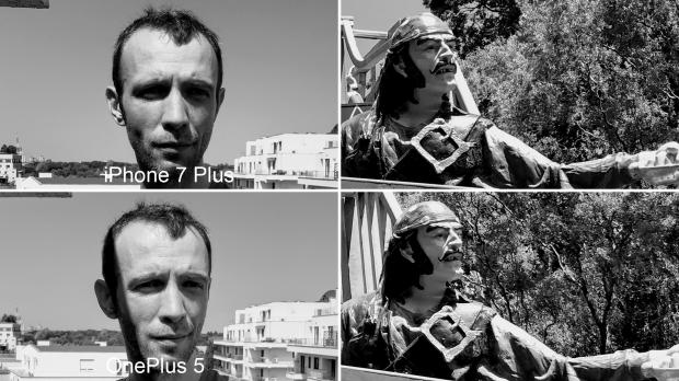OnePlus 5 vs. iPhone 7 Plus black and white photo test
