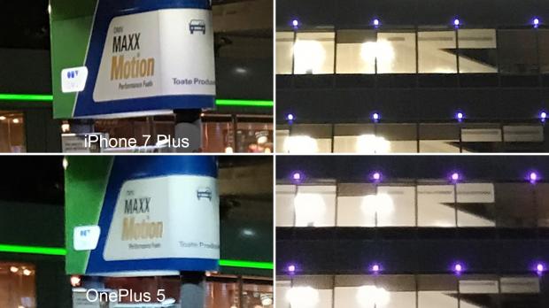 OnePlus 5 vs. iPhone 7 Plus night photo test