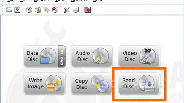 Click on Read Disc in the InfraRecorder main menu to make an ISO image from a Windows installation disc
