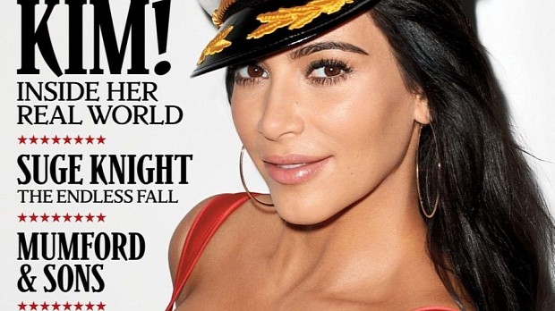 Kim Kardashian does the sailor look on the cover of this month's issue of Rolling Stone