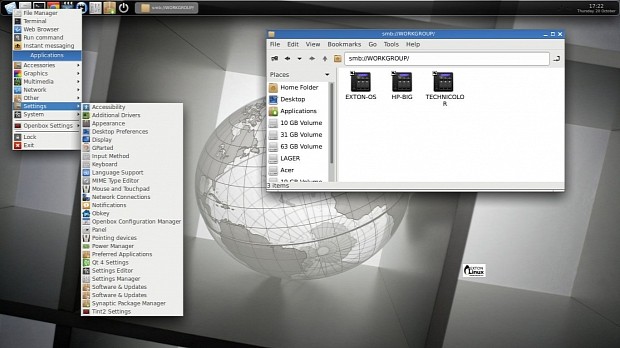 Exton|OS Light’s Openbox desktop when Samba is used