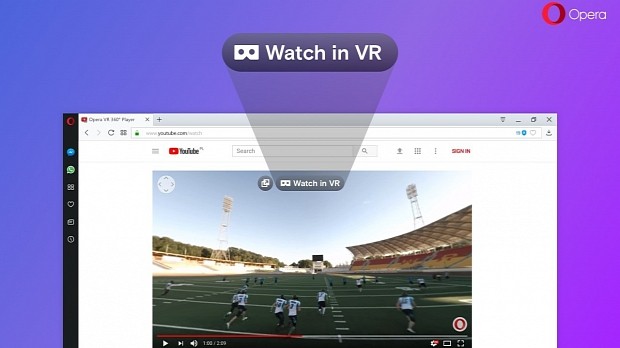 Opera 49 Beta with built-in VR 360 player