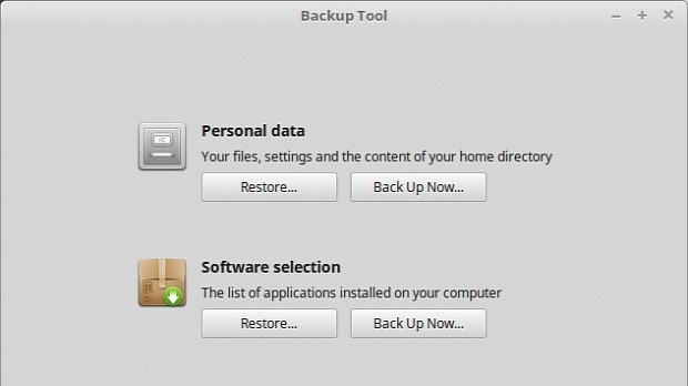 Backup Tool's main window