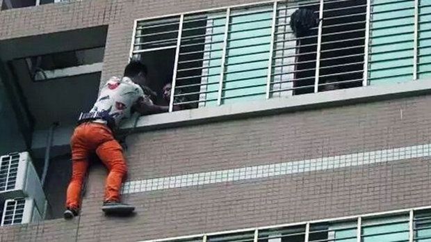 The man was rescued by firefighters