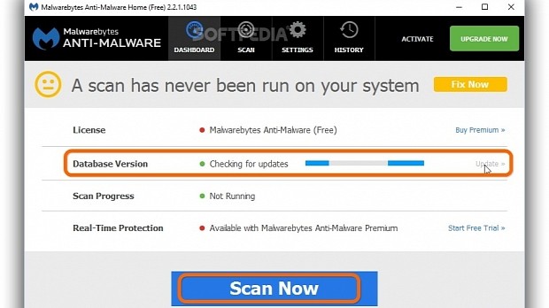 Before running each scan in Malwarebytes Anti-Malware, update the virus signature database